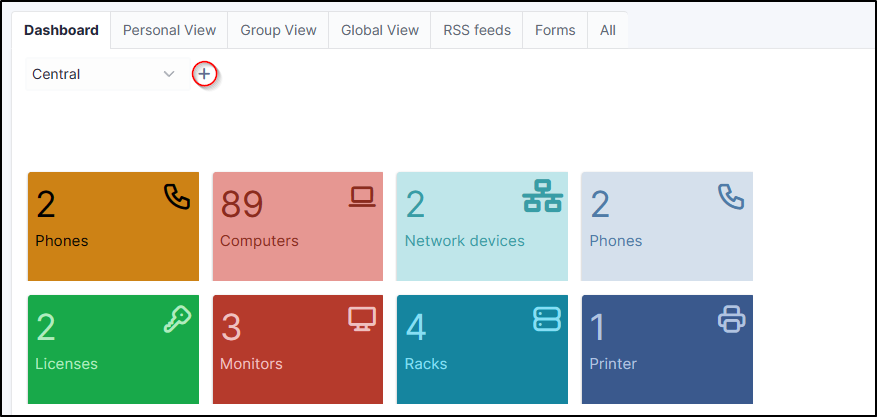Capture d'écran de la gestion des équipements dans GLPI