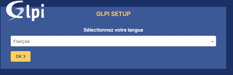 Capture d'écran de l'interface d'installation de GLPI